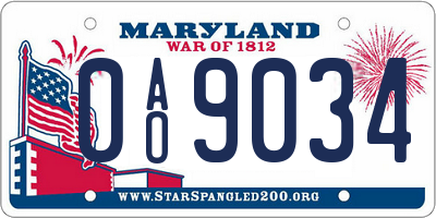 MD license plate 0AO9034