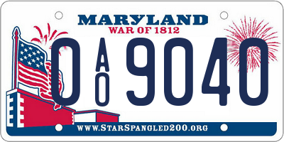 MD license plate 0AO9040