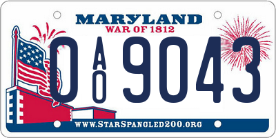 MD license plate 0AO9043