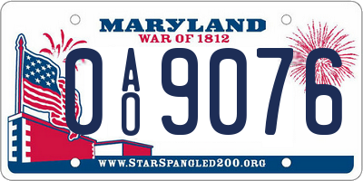 MD license plate 0AO9076