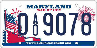 MD license plate 0AO9078