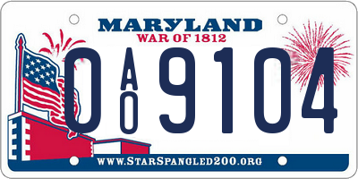 MD license plate 0AO9104