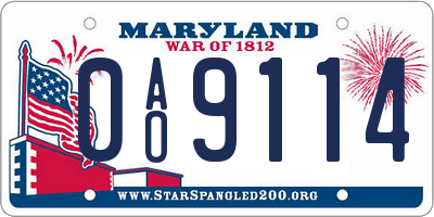 MD license plate 0AO9114