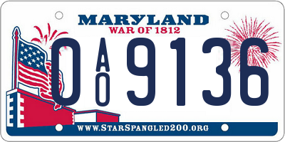MD license plate 0AO9136