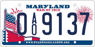 MD license plate 0AO9137