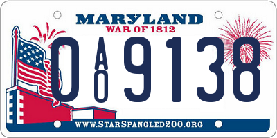 MD license plate 0AO9138