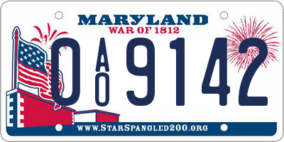 MD license plate 0AO9142