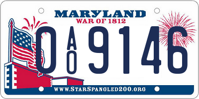 MD license plate 0AO9146