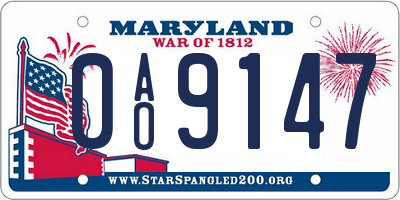 MD license plate 0AO9147