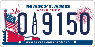 MD license plate 0AO9150