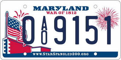 MD license plate 0AO9151