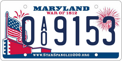 MD license plate 0AO9153