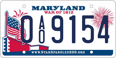 MD license plate 0AO9154