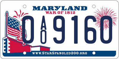 MD license plate 0AO9160
