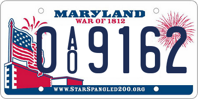MD license plate 0AO9162