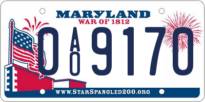 MD license plate 0AO9170