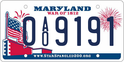MD license plate 0AO9191