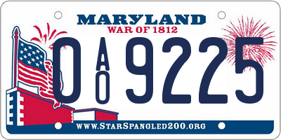 MD license plate 0AO9225