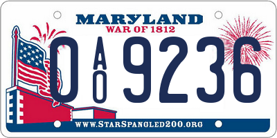 MD license plate 0AO9236