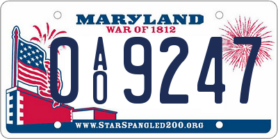 MD license plate 0AO9247