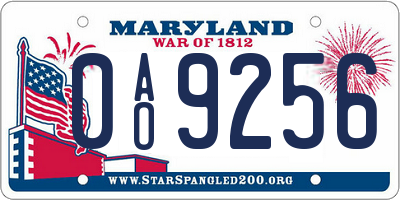 MD license plate 0AO9256