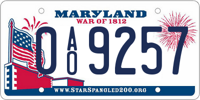 MD license plate 0AO9257
