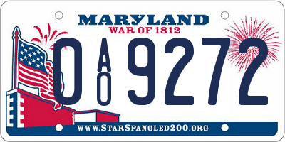 MD license plate 0AO9272