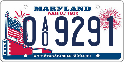 MD license plate 0AO9291