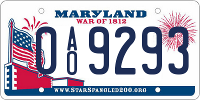 MD license plate 0AO9293