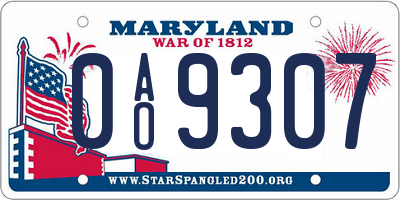 MD license plate 0AO9307