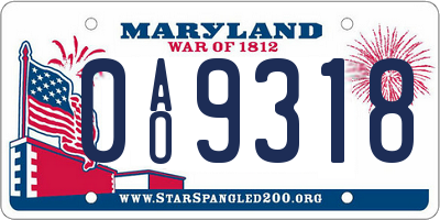 MD license plate 0AO9318