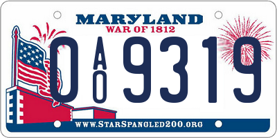 MD license plate 0AO9319