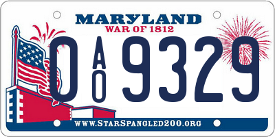 MD license plate 0AO9329