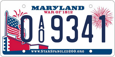 MD license plate 0AO9341