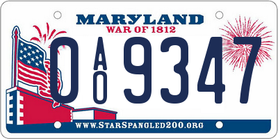 MD license plate 0AO9347