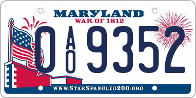 MD license plate 0AO9352