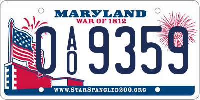 MD license plate 0AO9359