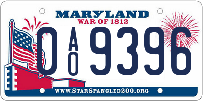 MD license plate 0AO9396