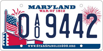 MD license plate 0AO9442