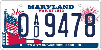 MD license plate 0AO9478