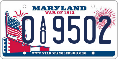MD license plate 0AO9502