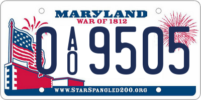 MD license plate 0AO9505