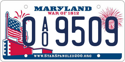 MD license plate 0AO9509
