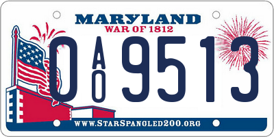 MD license plate 0AO9513
