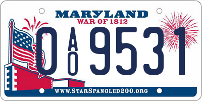 MD license plate 0AO9531