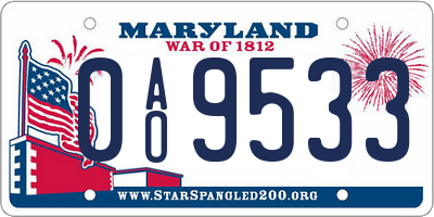 MD license plate 0AO9533