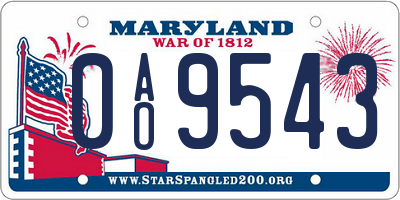 MD license plate 0AO9543