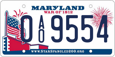 MD license plate 0AO9554