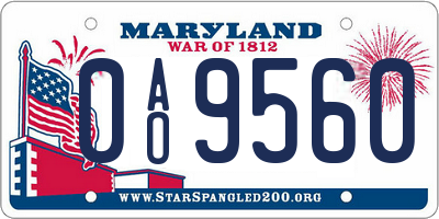 MD license plate 0AO9560