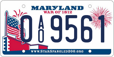 MD license plate 0AO9561
